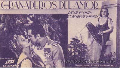 Flyers Publicitaires de Films Anciens: GRANADEROS DEL AMOR - Teatro Circo de Orihuela (Alicante) - Director: John Reinhardt - Actores: Raou