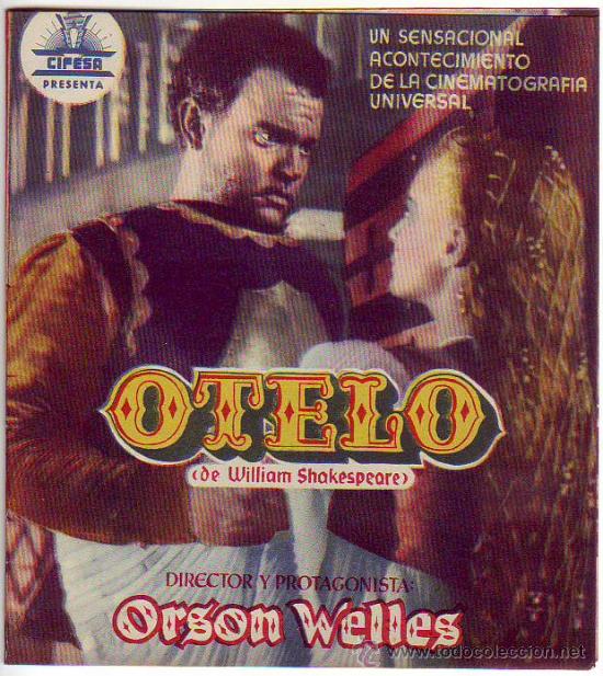 Folhetos de m&atilde;o de filmes antigos de cinema: otelo - doble