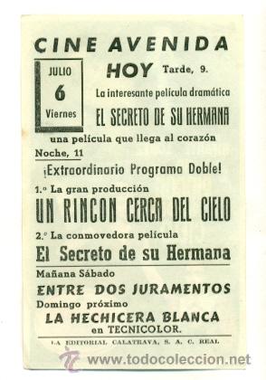 Cine: RINCON CERCA DEL CIELO - PROGRAMA ORIGINAL CON PUBLICIDAD - IMPECABLE - Foto 2