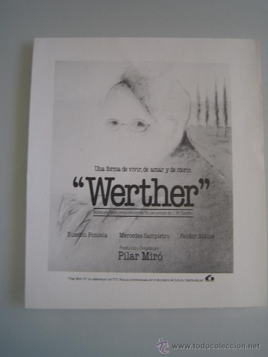 Flyers Publicitaires de Films Anciens: Publicidad original werther pilar miro lauren films