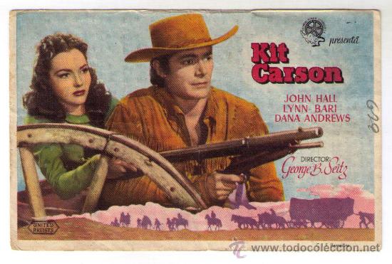 Cine: PROGRAMA DE CINE - KIT CARSON - - JOHN HALL -  A&Ntilde;O 1.940 - CON PUBLICIDAD - Foto 1