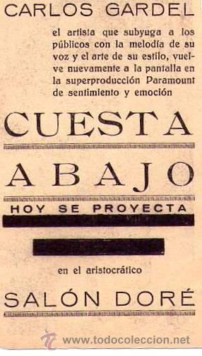 Cine: CUESTA ABAJO PROGRAMA TARJETA CON CINE IMPRESO - Foto 2