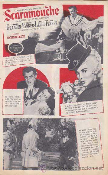 Cinema: SCARAMOUCHE - Avenida de Alicante - Director: George Sidney - Actores: Stewart Granger, Eleanor Park