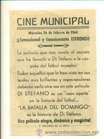 Cine: BATALLA DEL DOMINGO , LA  - PROGRAMA ORIGINAL CON PUBLICIDAD  - - Foto 2