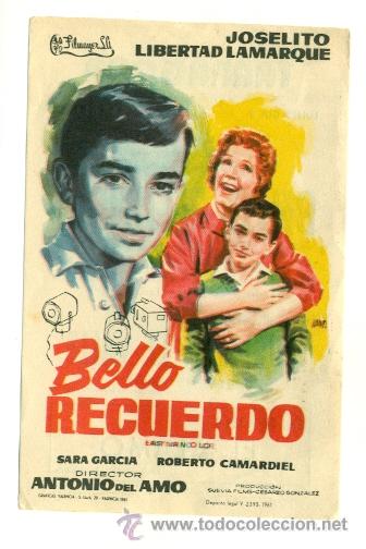 Cine: BELLO RECUERDO - PROGRAMA ORIGINAL CON PUBLICIDAD - IMPECABLE - Foto 1