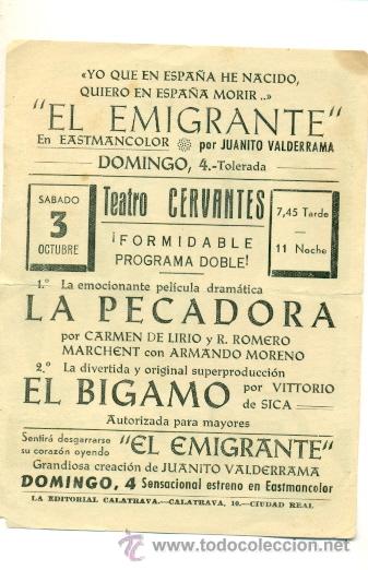 Cine: BIGAMO , EL   - PROGRAMA ORIGINAL   CON  PUBLICIDAD  - - Foto 2