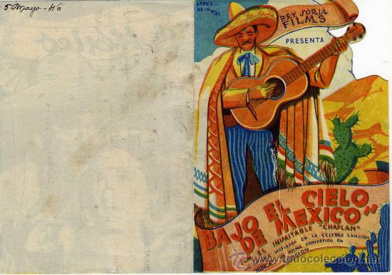 Cine: PROGRAMA CINE DOBLE TROQUELADO - BAJO EL CIELO DE MEXICO - CHAFLAN - Foto 2