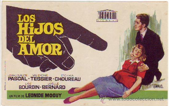 Folhetos de m&atilde;o de filmes antigos de cinema: los hijos del amor