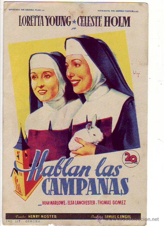 Folhetos de m&atilde;o de filmes antigos de cinema: hablan las campanas