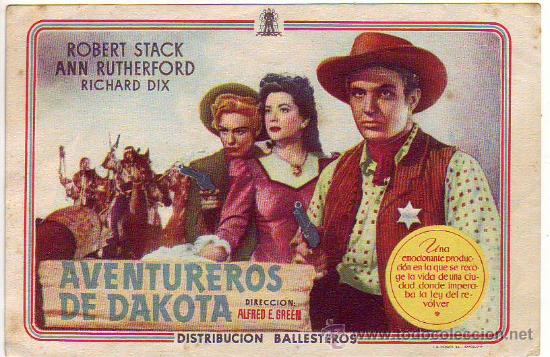 Folhetos de m&atilde;o de filmes antigos de cinema: aventureros de dakota