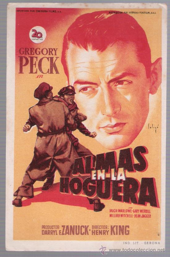 Cine: Almas en la hoguera. Solig&oacute;. Sencillo de 20Th Century fox. Coliseo - Sevilla.