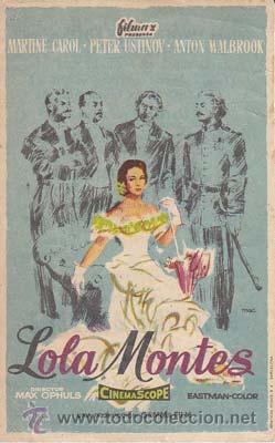 Kino: LOLA MONTES - Cines Tivoli y Centro de Vendrell (Tarragona) - Director: Max Oph&uuml;ls - Actores: Martin
