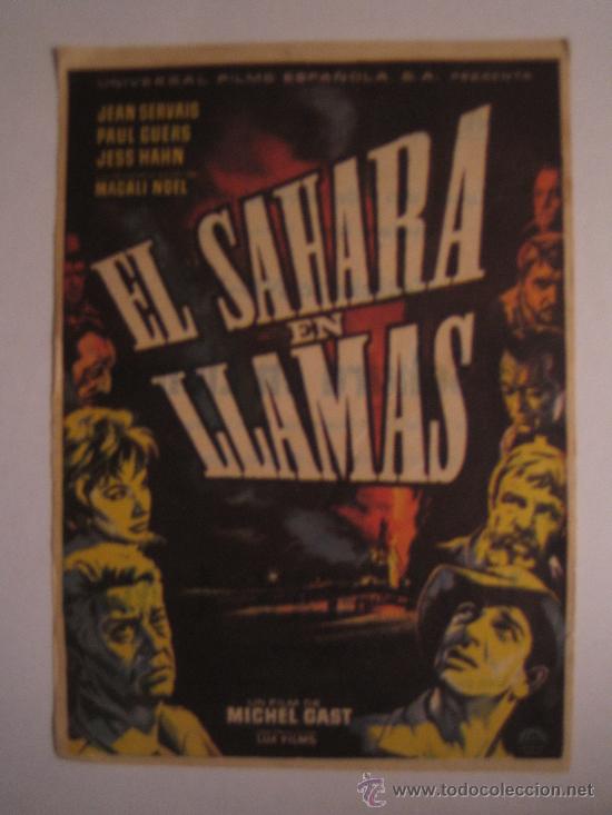 Flyers Publicitaires de Films Anciens: Folleto de mano del estreno - el sahara en llamas universal