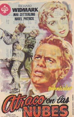 Flyers Publicitaires de Films Anciens: ATRACO EN LAS NUBES - Ideal de Alicante - Director: Mark Robson - Actores: Richard Widmark, Mai Zett