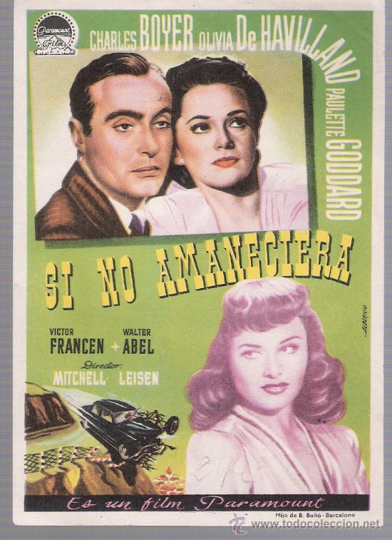 Cine: Si no amaneciera. Sencillo de Paramount. - Foto 1