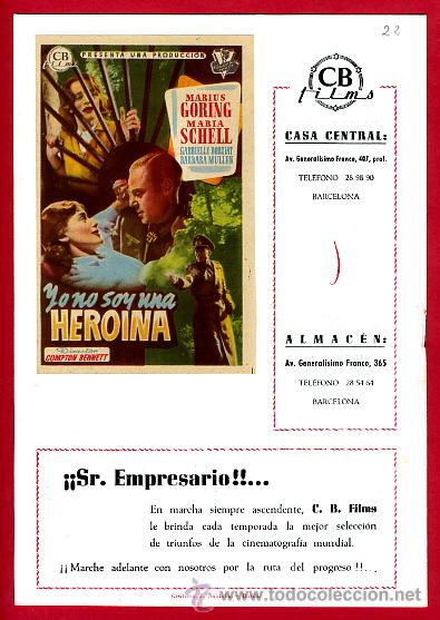 Kino: YO NO SOY UNA HEROINA , PROGRAMA + REVISTA CB FILMS, GUIA EMPRESARIO, ORIGINAL, CB22