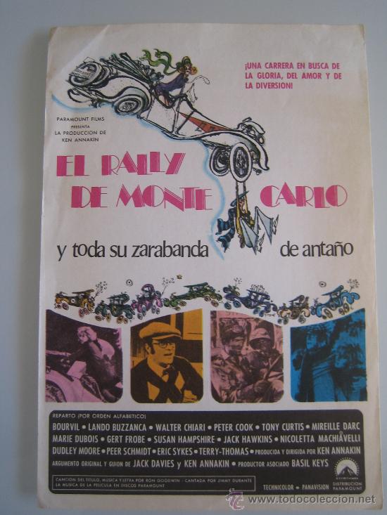 Cinema: Folleto de mano original del estreno - el rally de montecarlo paramount