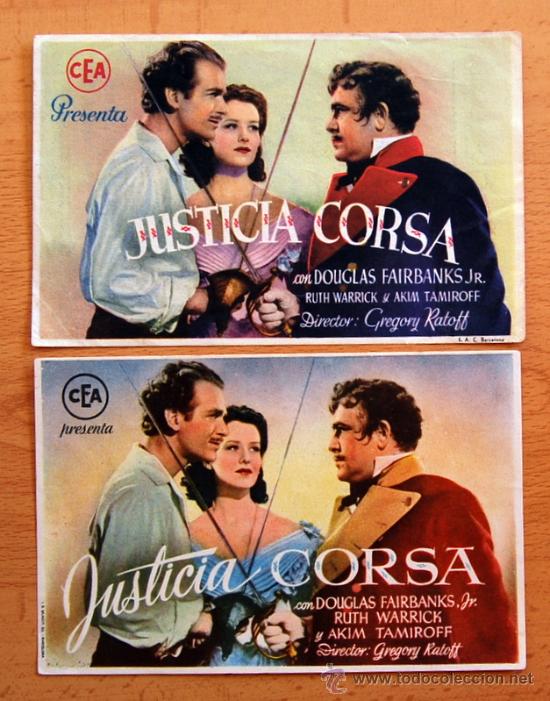 Cinema: Justicia corsa - Variedad en la distribuidora - Con publicidad