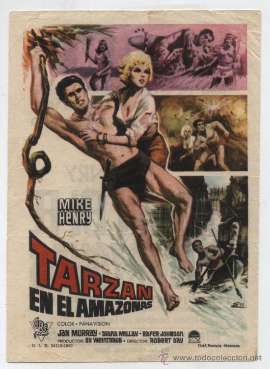 Kino: Tarz&aacute;n en el Amazonas. Sencillo de Cire films.  Cine Alb&eacute;niz - Coria 1968.