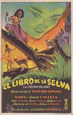 Flyers Publicitaires de Films Anciens: EL LIBRO DE LA SELVA - Ideal de Alicante - Director: Zoltan Korda - Actores: Sabu, Joseph Calleia, J