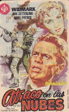 Flyers Publicitaires de Films Anciens: ATRACO EN LAS NUBES - Ideal de Alicante - Director: Mark Robson - Actores: Richard Widmark, Mai Zett
