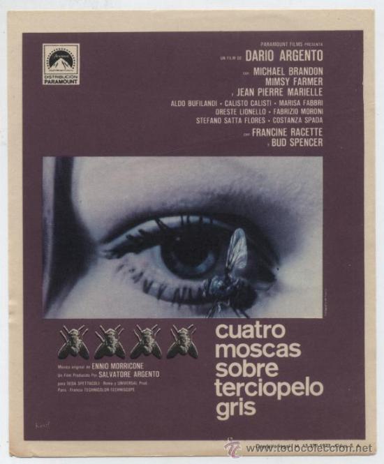 Cine: Cuatro moscas sobre terciopelo gris. Sencillo de Paramonut.  &iexcl;IMPECABLE! - Foto 1