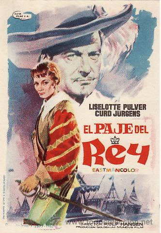 Folhetos de m&atilde;o de filmes antigos de cinema: EL PAJE DEL REY - LISELOTTE PULVER CURD J&Uuml;RGENS - PMD 429