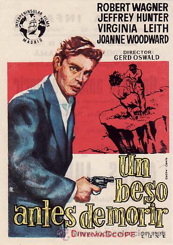 Folhetos de m&atilde;o de filmes antigos de cinema: UN BESO ANTES DE MORIR - PMD 430