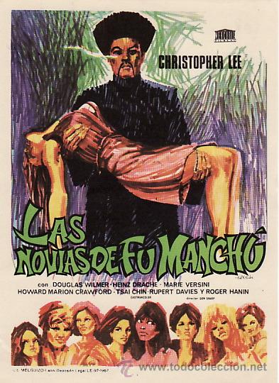 Folhetos de m&atilde;o de filmes antigos de cinema: LAS NOVIAS DE FU MANCHU - CHRISTOPHER LEE - PMD 434