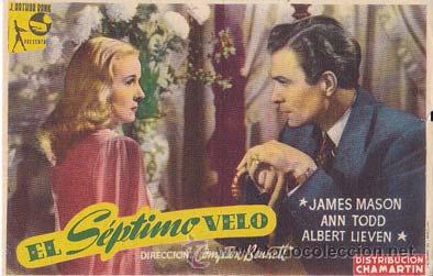 Flyers Publicitaires de Films Anciens: EL SEPTIMO VELO - Murcia - Parque de Murcia - Director: Compton Bennett - Actores: James Mason, Ann