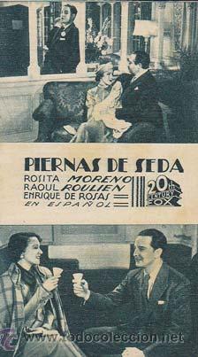 Flyers Publicitaires de Films Anciens: PIERNAS DE SEDA - Teatro Circo de Orihuela (Alicante) - Director: John J. Boland - Actores: Rosita M
