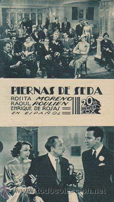Flyers Publicitaires de Films Anciens: PIERNAS DE SEDA - Teatro Circo de Orihuela (Alicante) - Director: John J. Boland - Actores: Rosita M