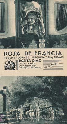 Flyers Publicitaires de Films Anciens: ROSA DE FRANCIA - Teatro Circo de Orihuela (Alicante) - Director: Eduardo Marquina - Actores: Rosita