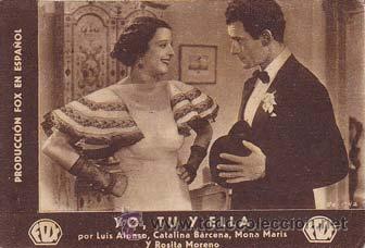Flyers Publicitaires de Films Anciens: YO, TU Y ELLA - Teatro Circo de Orihuela (Alicante) - Director: John Reinhardt - Actores: Luis Alons