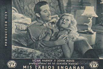 Flyers Publicitaires de Films Anciens: MIS LABIOS ENGA&Ntilde;AN - Teatro Circo de Orihuela (Alicante) - Director: John Blystone - Actores: Lilian