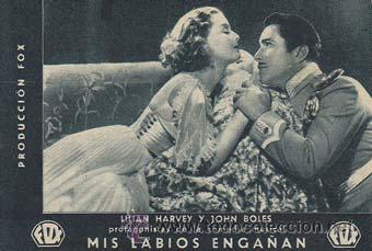 Flyers Publicitaires de Films Anciens: MIS LABIOS ENGA&Ntilde;AN - Teatro Circo de Orihuela (Alicante) - Director: John Blystone - Actores: Lilian