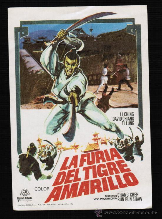 Folhetos de m&atilde;o de filmes antigos de cinema: LA FURIA DEL TIGRE AMARILLO