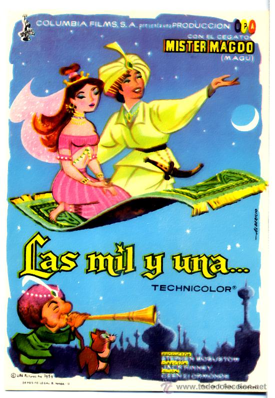 Folhetos de m&atilde;o de filmes antigos de cinema: LAS MIL Y UNA... (FOLLETO DE MANO ORIGINAL) SIN PUBLICIDAD AL DORSO
