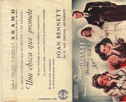 Folhetos de m&atilde;o de filmes antigos de cinema: UNA CHICA QUE PROMETE