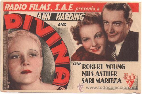 Cine: PTCC 319 DIVINA PROGRAMA TARJETA RKO ANN HARDING ROBERT YOUNG - Foto 1