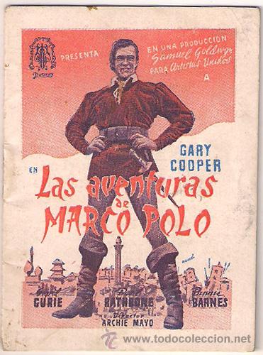 Cine: PTCC 442 LAS AVENTURAS DE MARCO POLO PROGRAMA LIBRITO PROCINES GARY COOPER - Foto 1