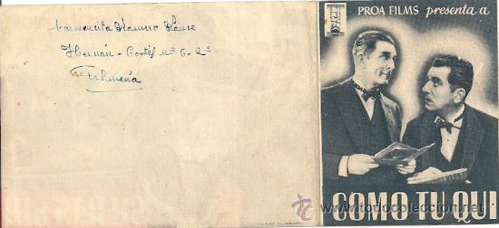 Folhetos de m&atilde;o de filmes antigos de cinema: COMO TU QUISIERAS SER