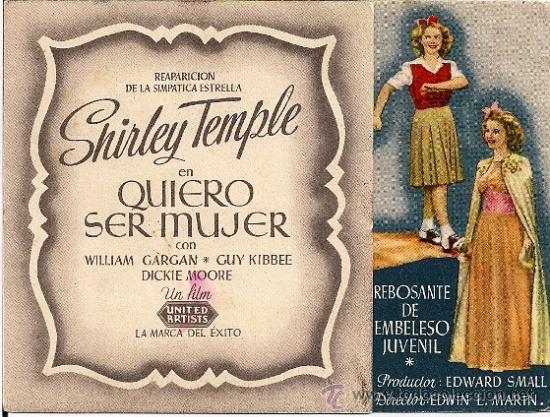 Folhetos de m&atilde;o de filmes antigos de cinema: QUIERO SER MUJER
