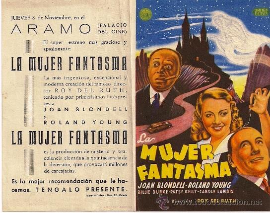 Folhetos de m&atilde;o de filmes antigos de cinema: LA MUJER FANTASMA
