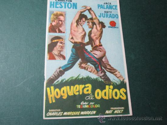 Cine: HOGUERA DE ODIOS - CHARLTON HESTON - REVERSO PUBLICIDAD CINE CERVANTES VIGO -