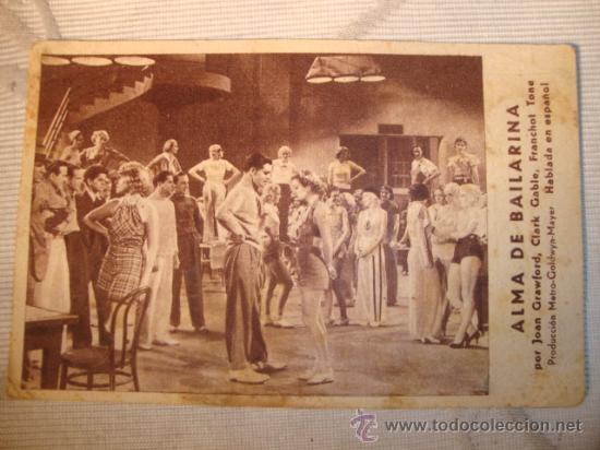 Cine: ANTIGUO FOLLETO DE MANO PELICULA, Alma de bailarina Pelicula de 1933