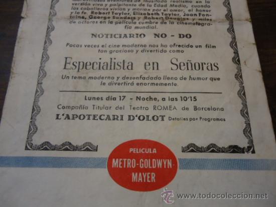 Cine: CINE PROGRAMA de MANO DIPTICO IVANHOE Cine Condal Sallent - Foto 4