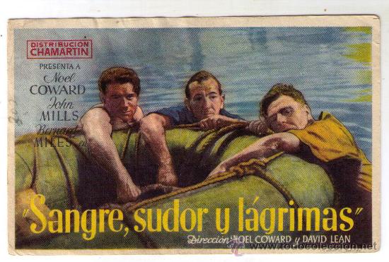 Kino: SANGRE, SUDOR Y L&Aacute;GRIMAS - NOEL COWARD - A&Ntilde;O 1.942 - PUBLICIDAD EN CINE CALATRAVA