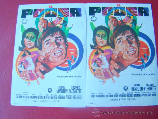Cine: EL PODER, GEORGE HAMILTON, YVONNE DE CARLO, LOTE 2 PROGRAMAS, S/P. - Foto 1