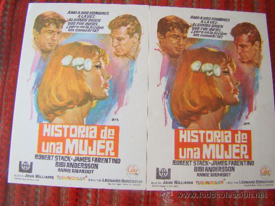 Cine: HISTORIA DE UNA MUJER, ROBERT STACK BIBI ANDERSSON, LOTE DE 2 PROGRAMAS, S/P. - Foto 1